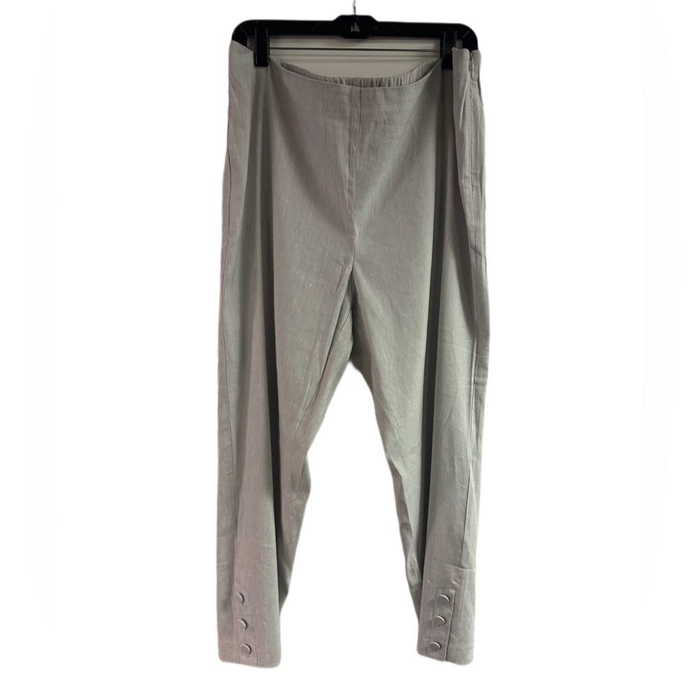 J. Jill Gray Linen Pants with Covered Button Detail on Leg Size XL